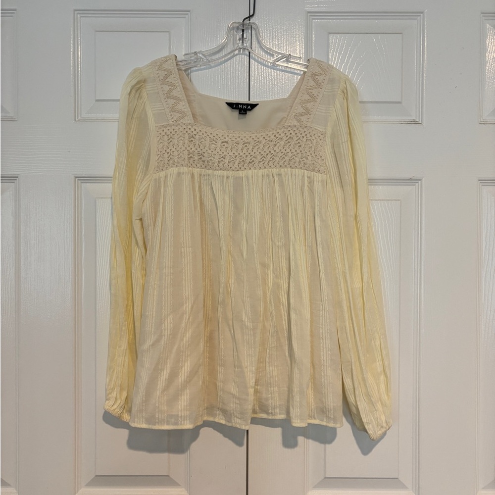 Boho Cream Lace Accent Blouse